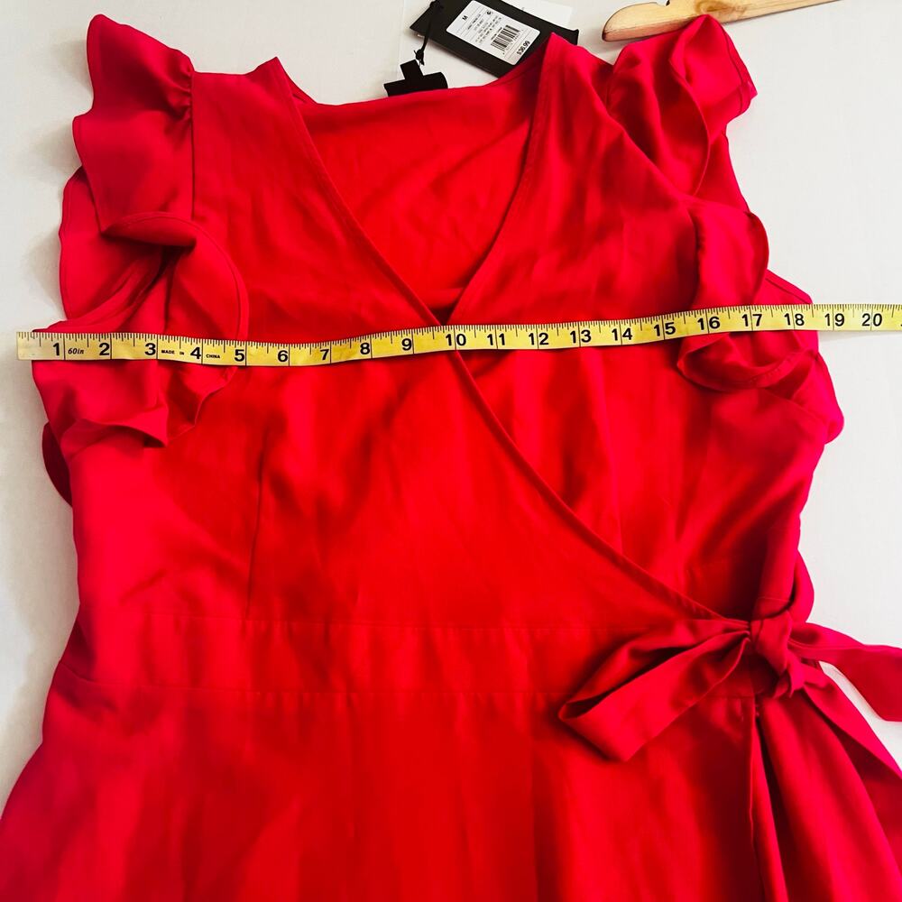 Who What Wear Pink Ruffles Sleeveless Wrap Dress Size M Medium NWT - Picture 5 of 7
